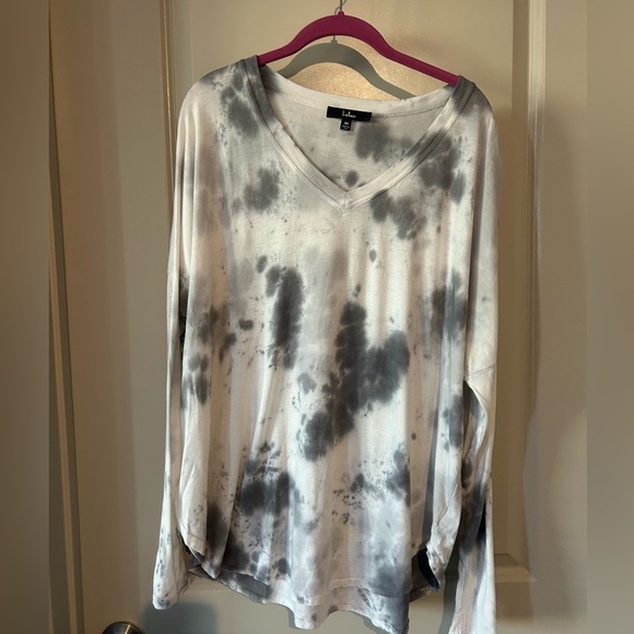 Lulus - The Best Vibes Grey Tie-Dye Oversized Long Sleeve Top - M - Picture 4 of 7